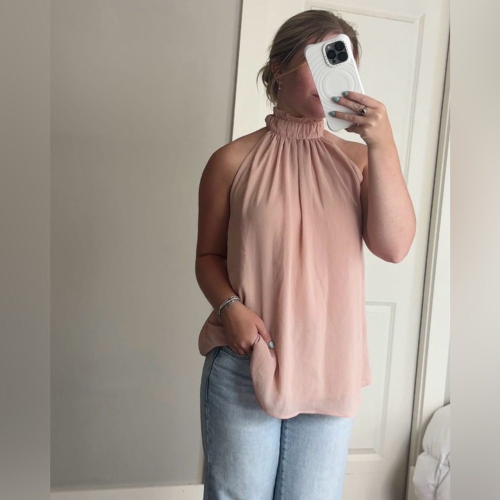 H&M Light Pink Ruffled Halter Top